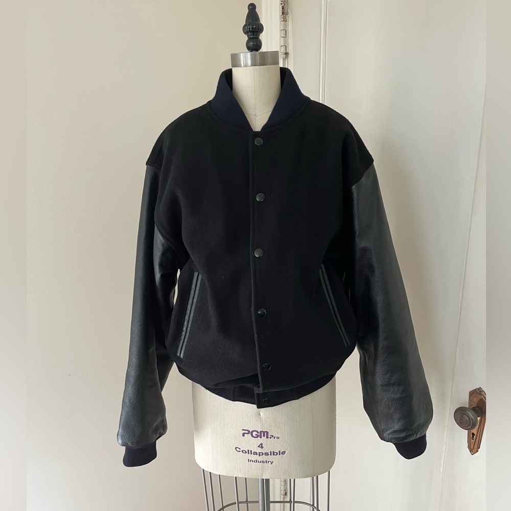Port Authority Wool and Leather Letterman Bomber Jacket - Picture 5 of 14